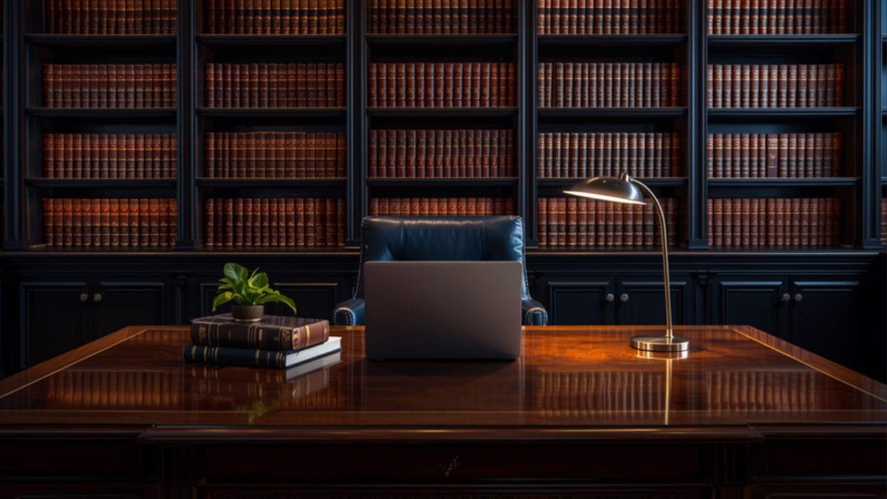 Despacho profesional con biblioteca jurídica — Santamaría Baeza, administrador y abogado
